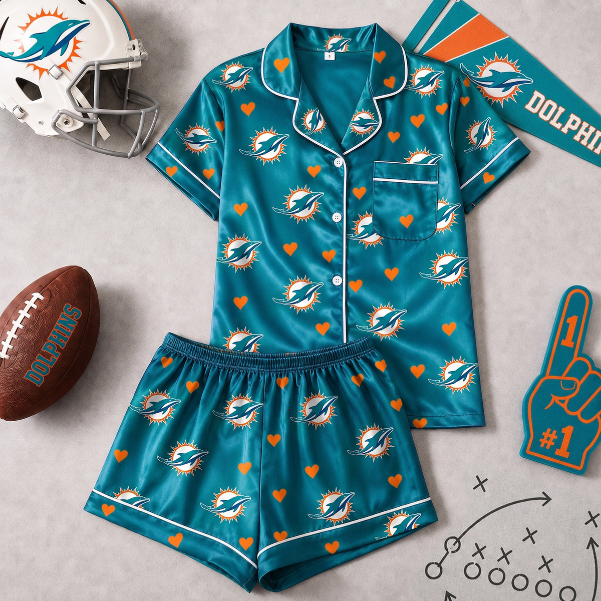 MIA x NFL Love Satin Pajamas Set