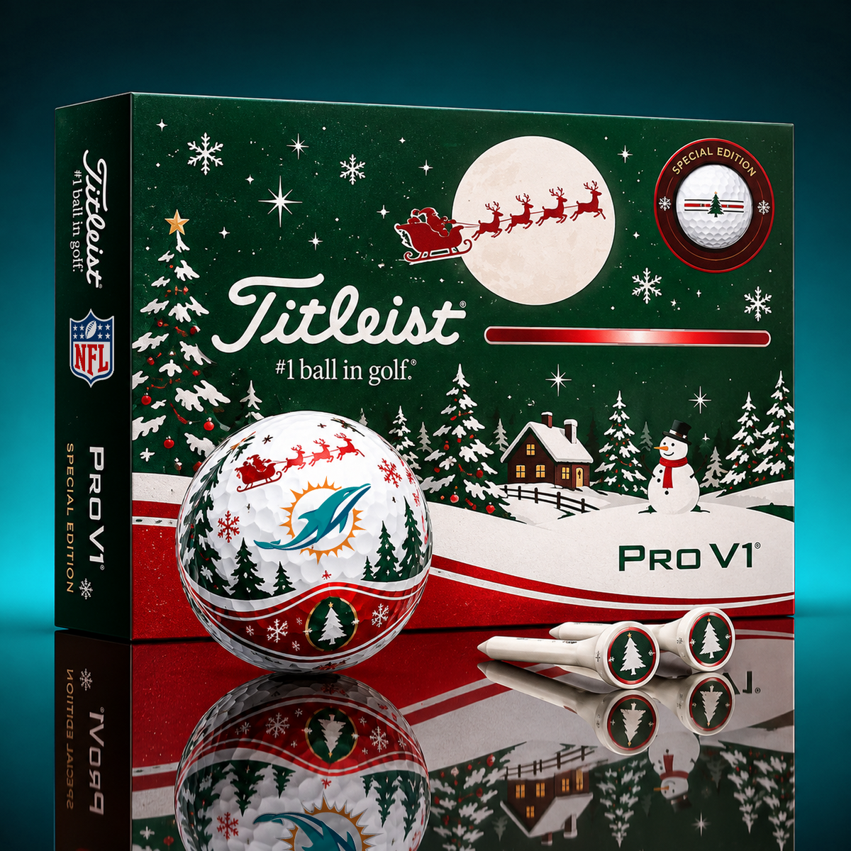 MIA x NFL PERSONALIZED GOLF BALL LIMITED EDITION CHRISTMAS V2