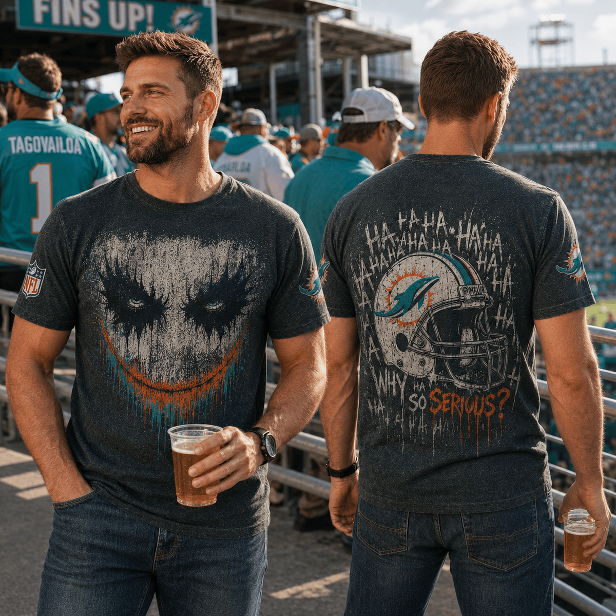 MIA x NFL Premium Joker 3D T-Shirt For Football Fans Loving Dark Aesthetic