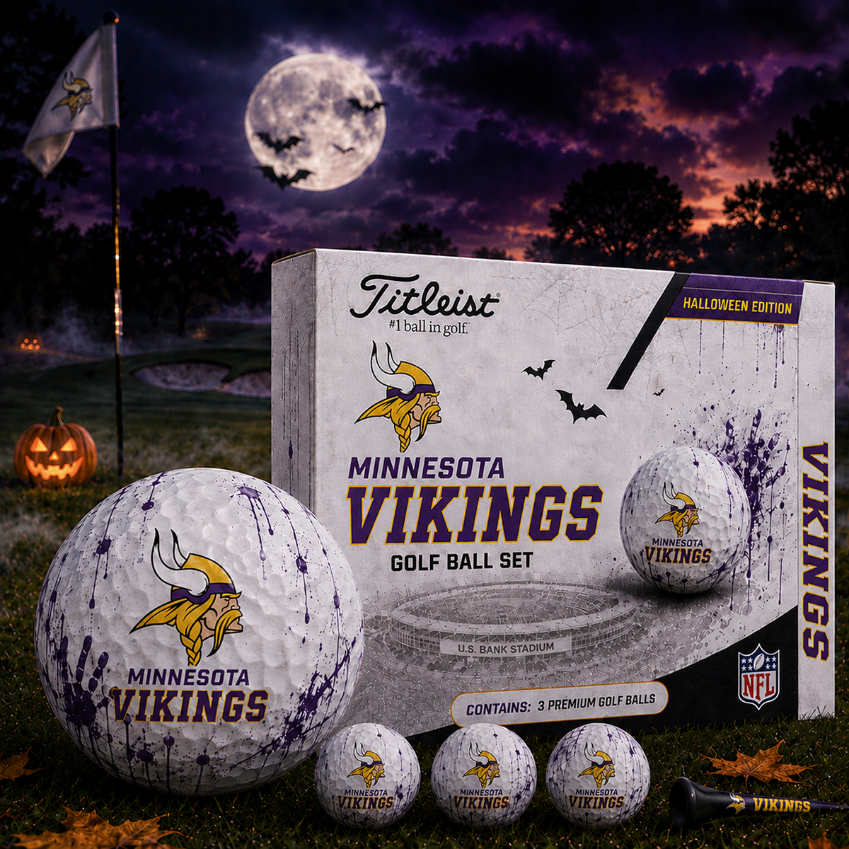 MIN x NFL Halloween Edition Golf Ball Set 3 Premium Golf Balls