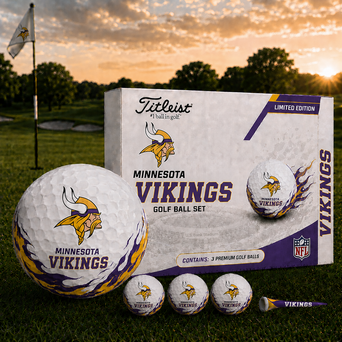MIN x NFL Inspired Golf Ball Set 3 Premium Golf Balls