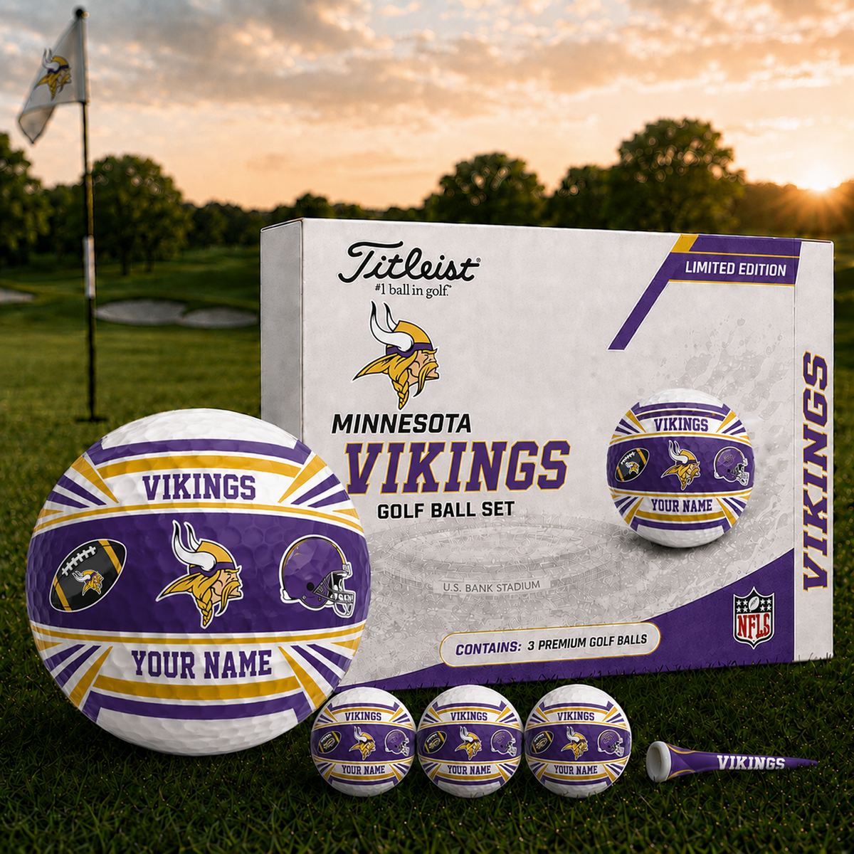 MIN x NFL Inspired Golf Ball Set 3 Premium Golf Balls V2