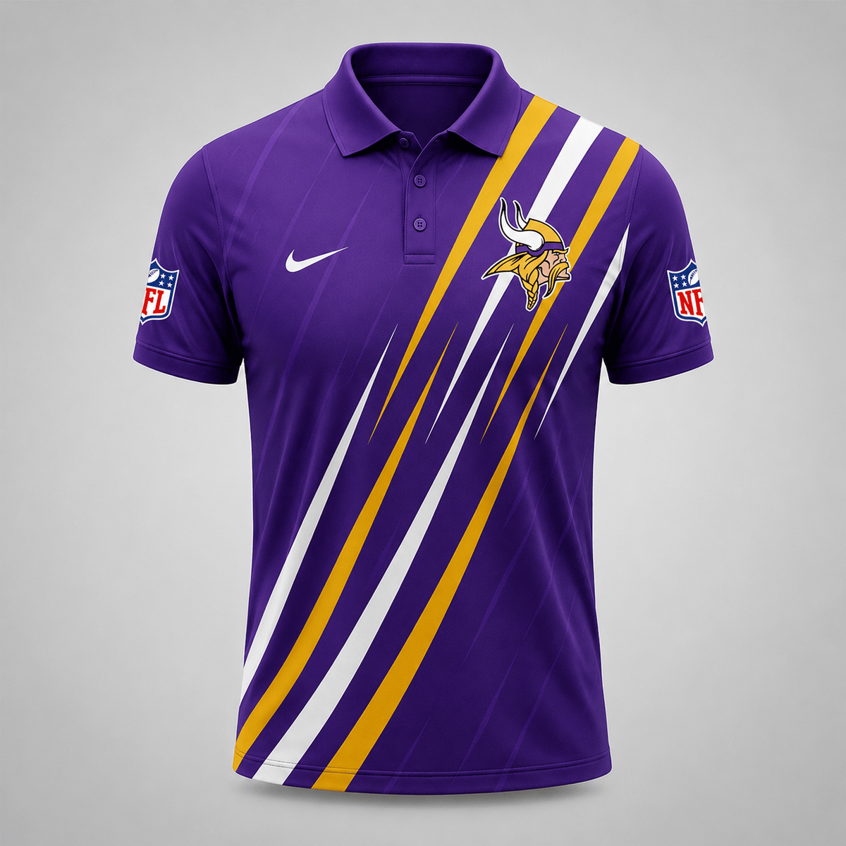MIN x NFL Premium Athletic Stripe Polo Shirt