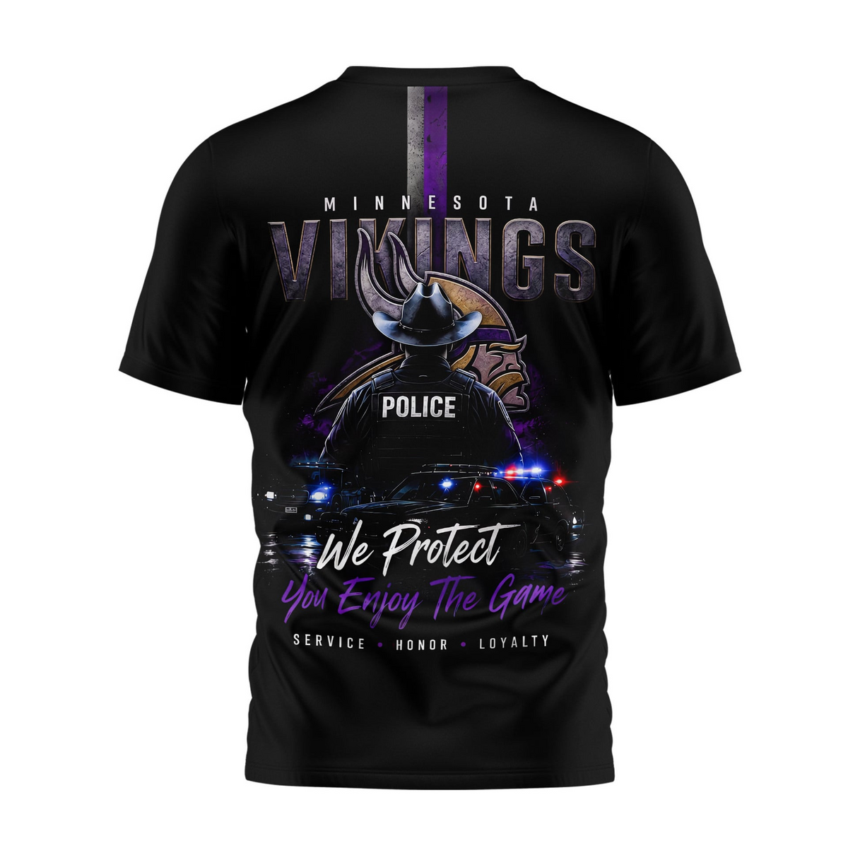 MIN x NFL Premium Police Tribute Team 3D Shirt