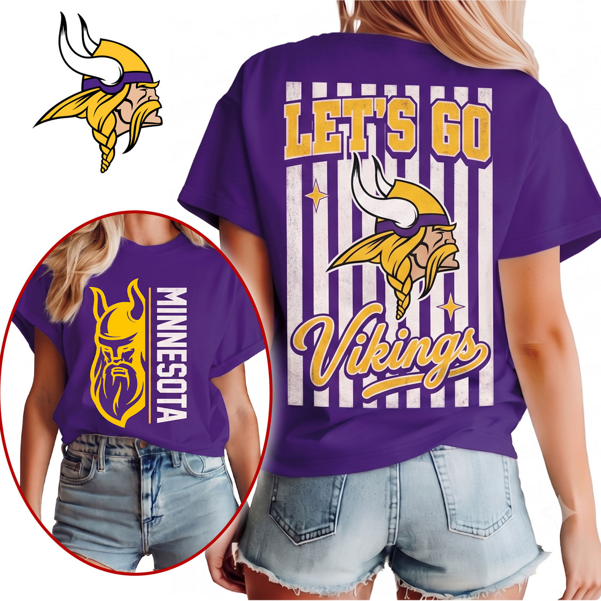 MIN x NFL Premium Victory Stripe 3D Shirt
