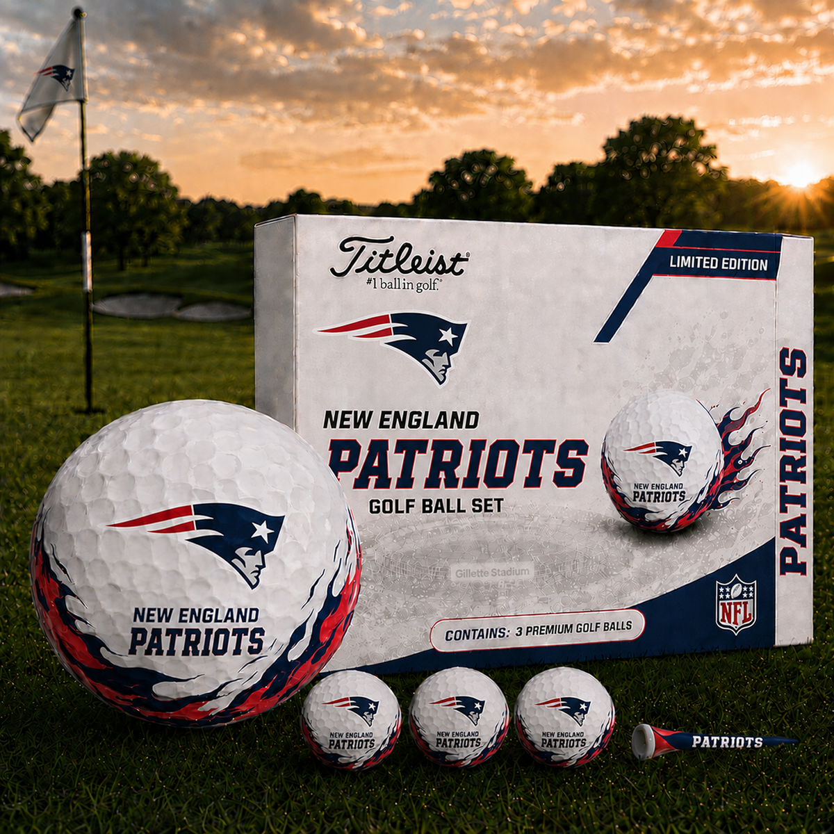 NE x NFL Inspired Golf Ball Set 3 Premium Golf Balls
