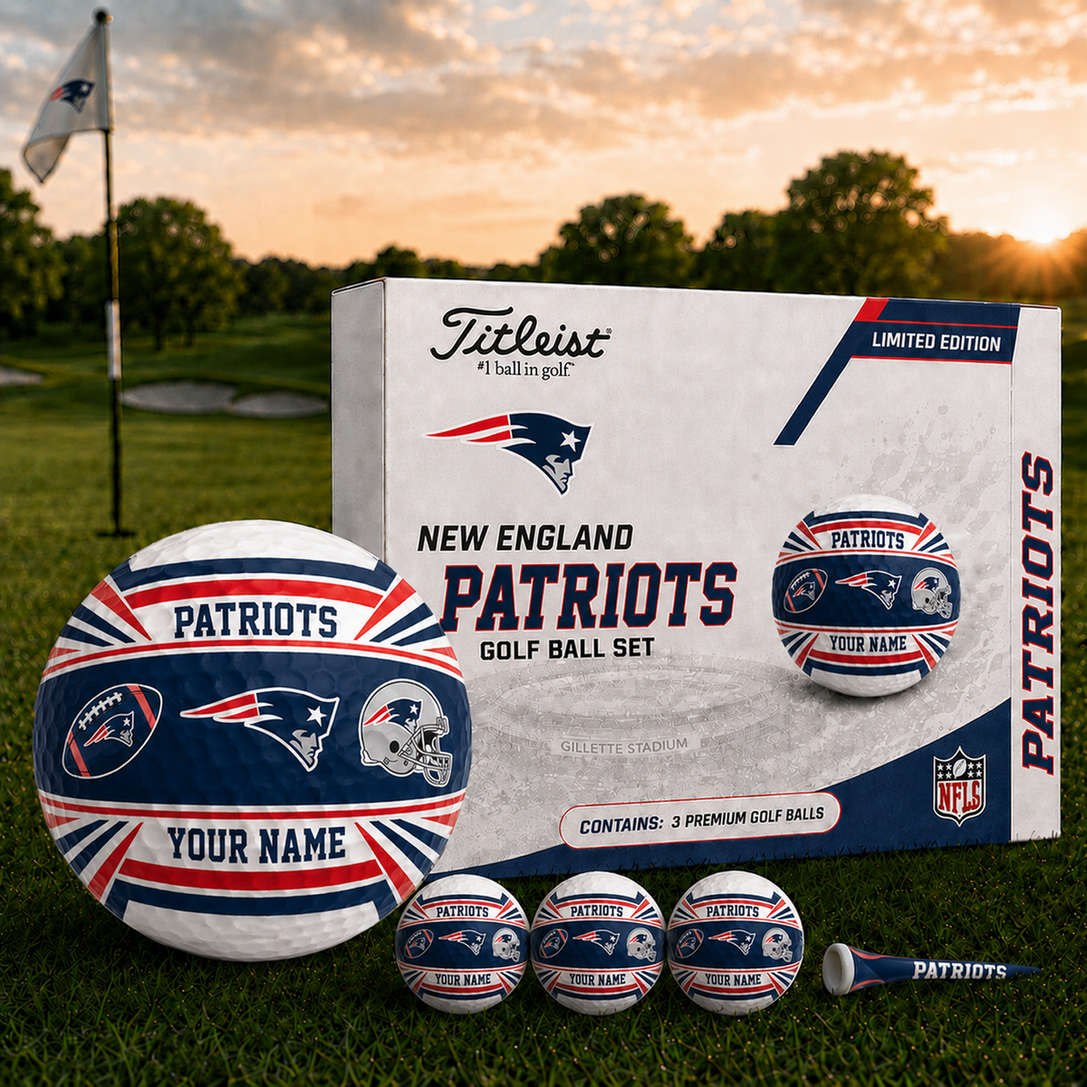 NE x NFL Inspired Golf Ball Set 3 Premium Golf Balls V2