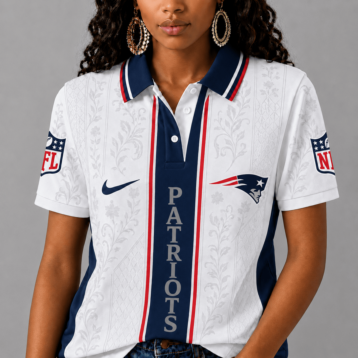 NE x NFL Premium Floral Elegance Polo Shirt