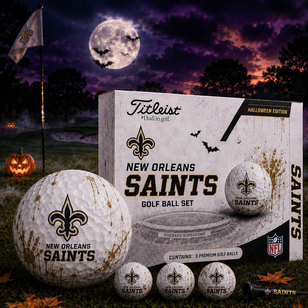 NO x NFL Halloween Edition Golf Ball Set 3 Premium Golf Balls