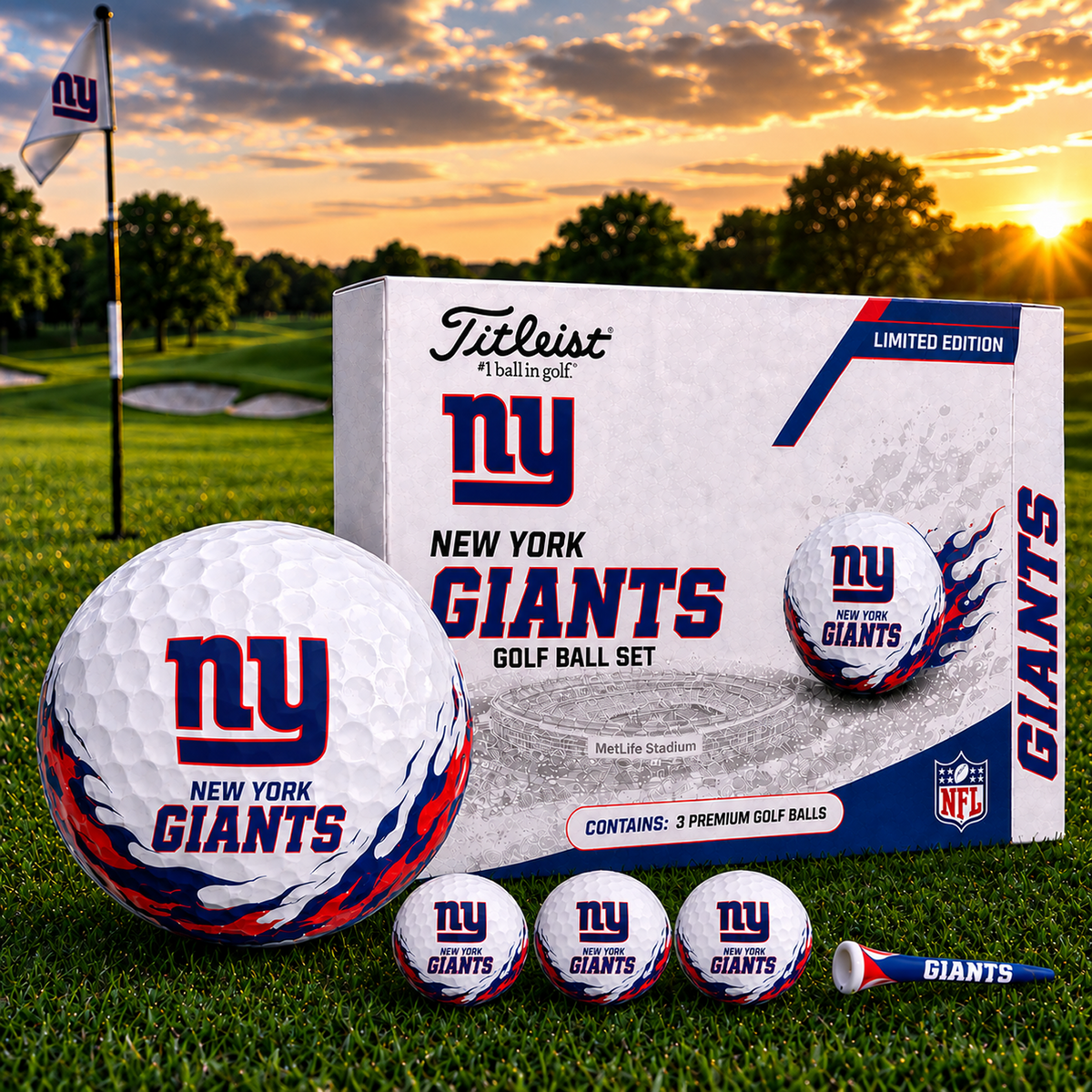 NYG x NFL Inspired Golf Ball Set 3 Premium Golf Balls