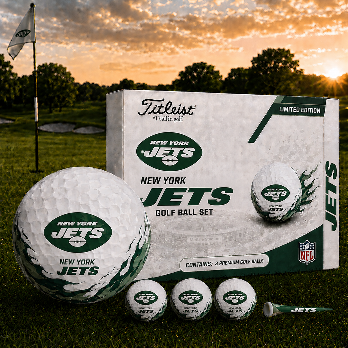 NYJ x NFL Inspired Golf Ball Set 3 Premium Golf Balls