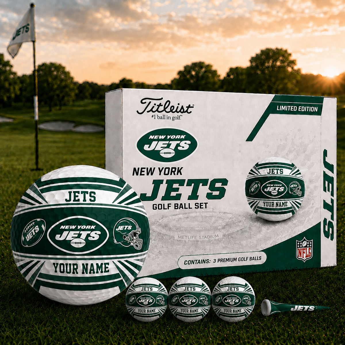 NYJ x NFL Inspired Golf Ball Set 3 Premium Golf Balls V2