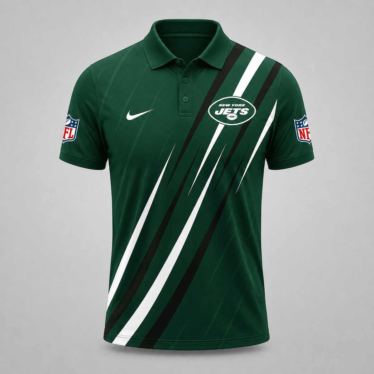 NYJ x NFL Premium Athletic Stripe Polo Shirt