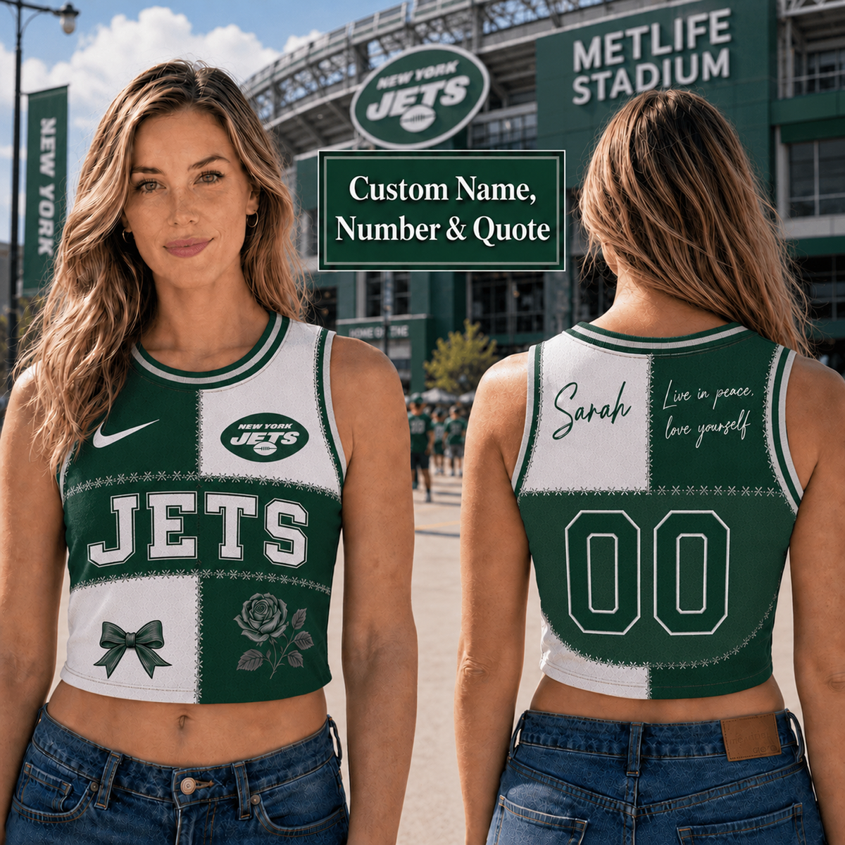 NYJ x NFL Premium Women Croptop Tank Top