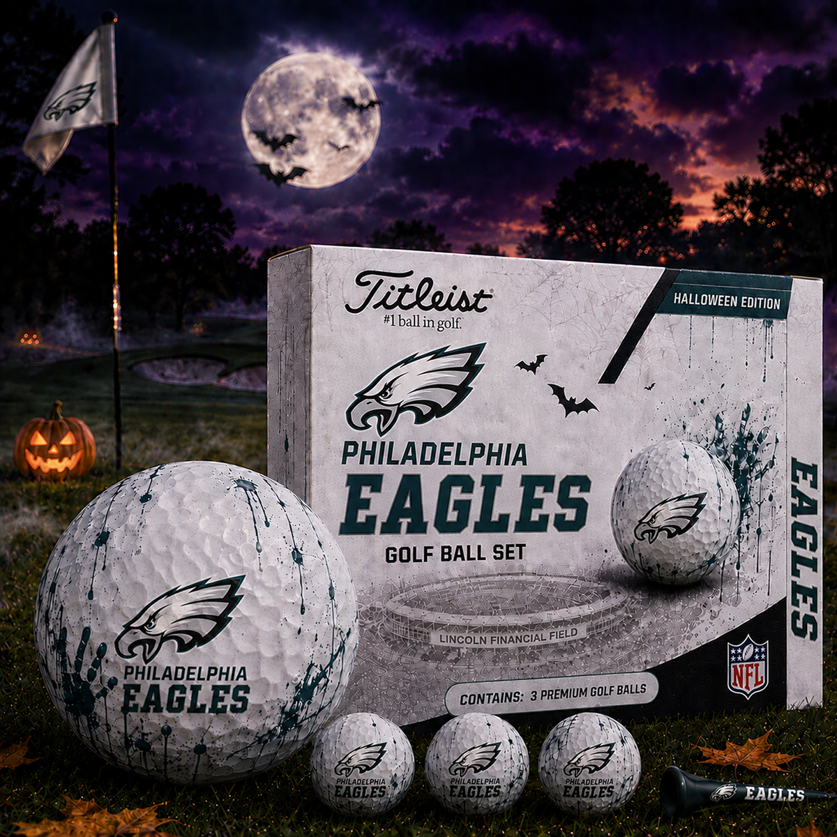 PHI x NFL Halloween Edition Golf Ball Set 3 Premium Golf Balls
