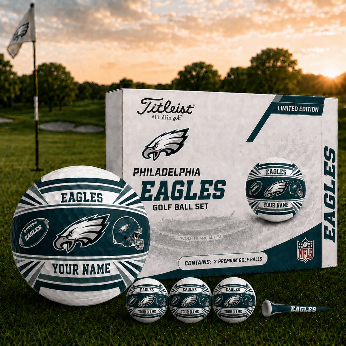 PHI x NFL Inspired Golf Ball Set 3 Premium Golf Balls V2