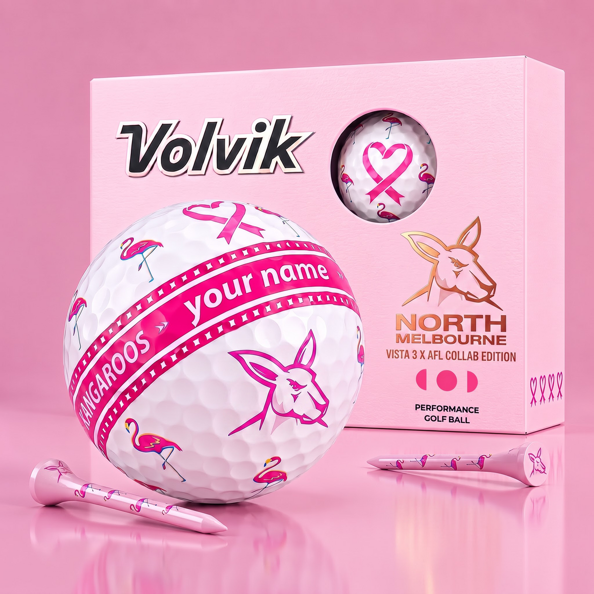 PREMIUM AFL X NM EXCLUSIVE PERSONALIZED VOLVIK BREAST CANCER GOLF BALL SET LIMITED EDTION