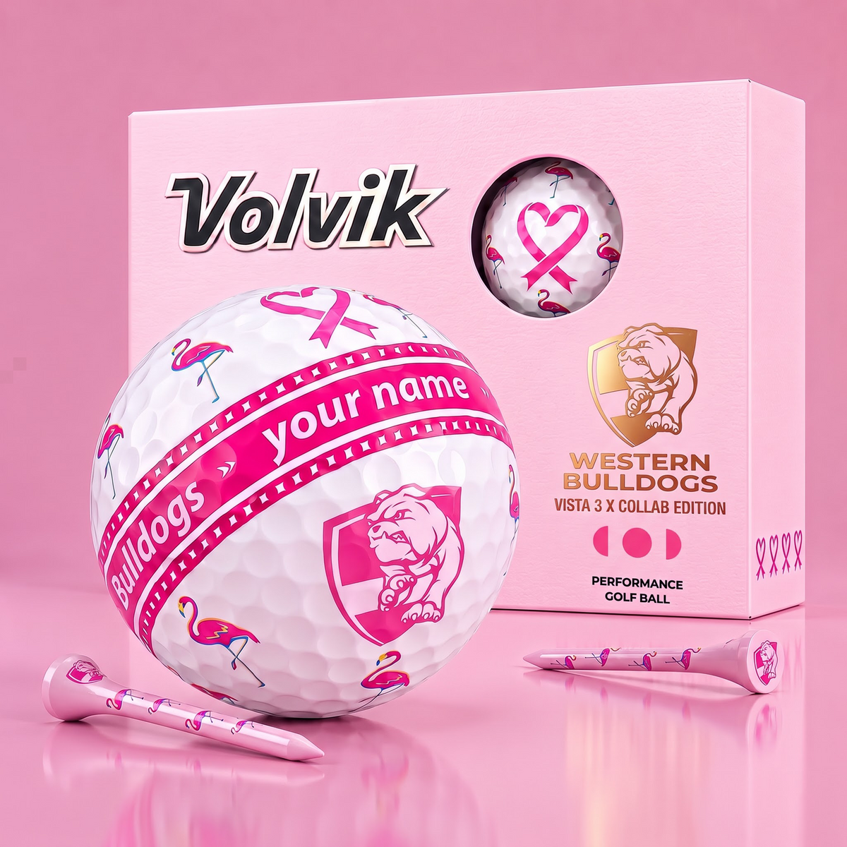 PREMIUM AFL X WB EXCLUSIVE PERSONALIZED VOLVIK BREAST CANCER GOLF BALL SET LIMITED EDTION