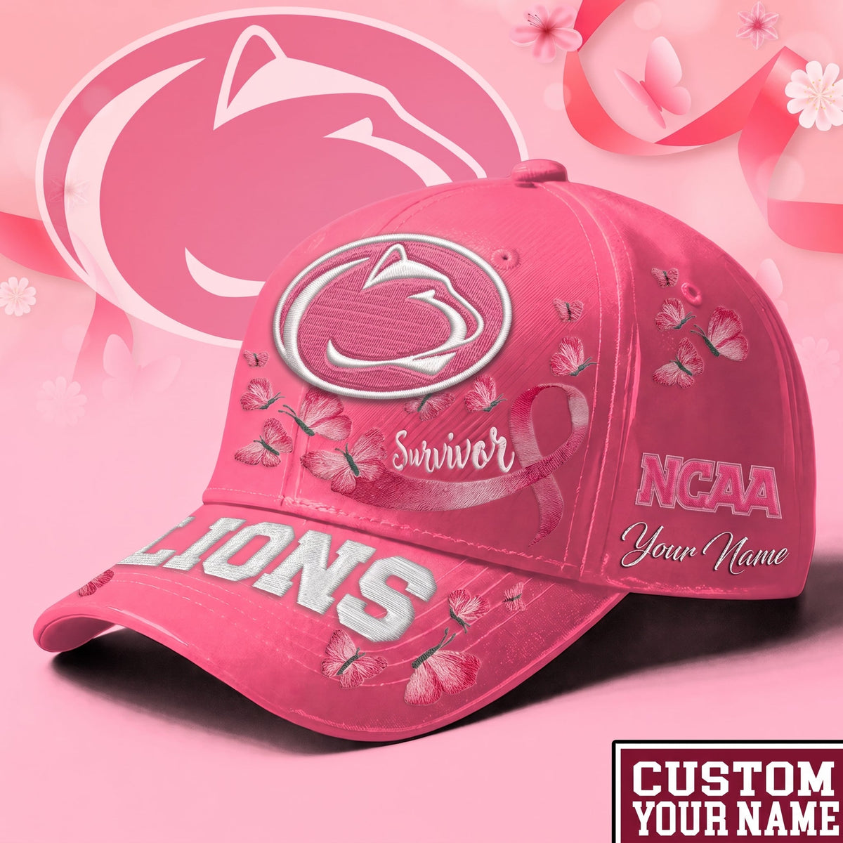 PREMIUM NCAA X PEN EXCLUSIVE BREAST CANCER SURVIOR CAP