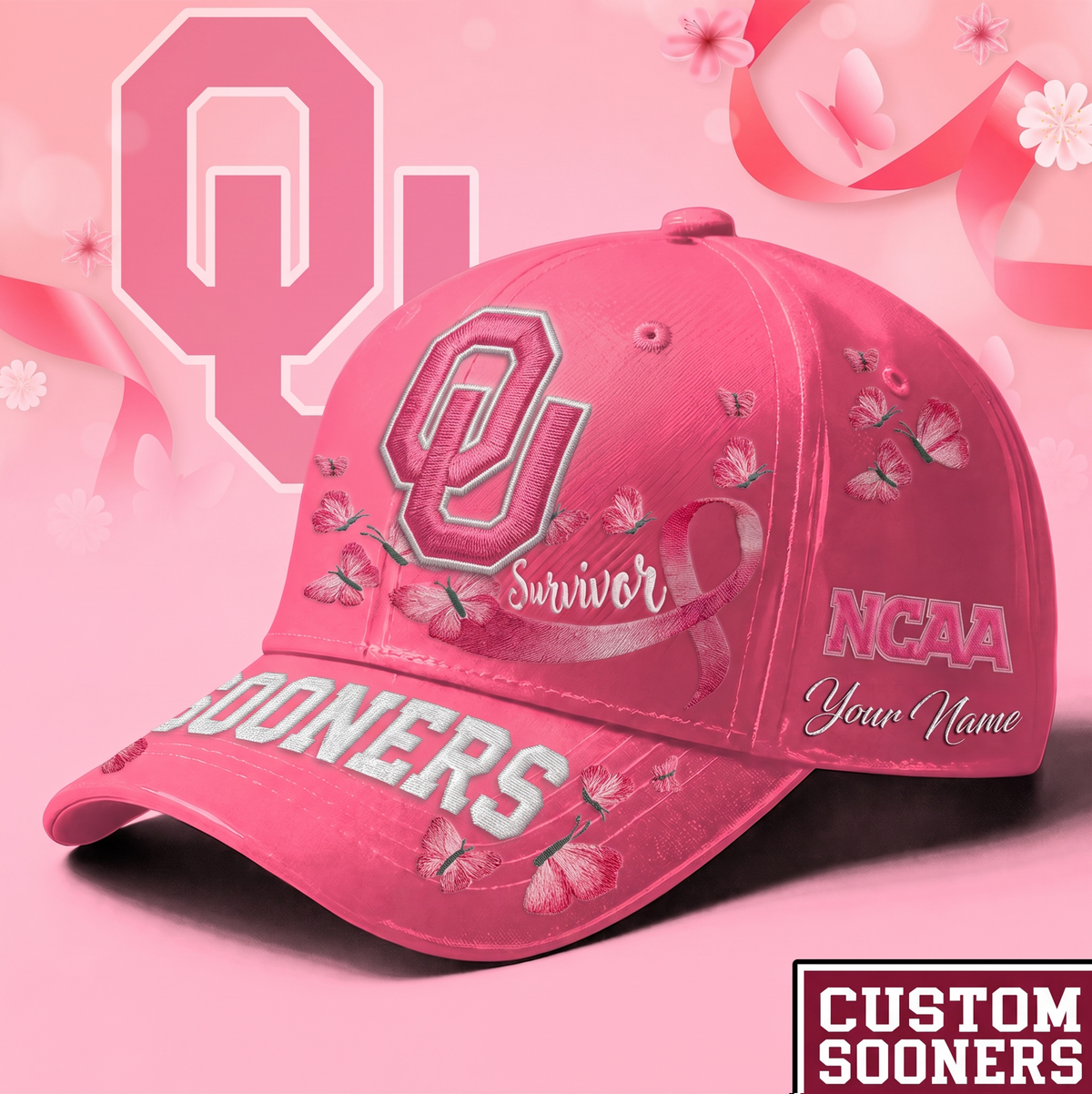 PREMIUM NCAA X QU EXCLUSIVE BREAST CANCER SURVIOR CAP