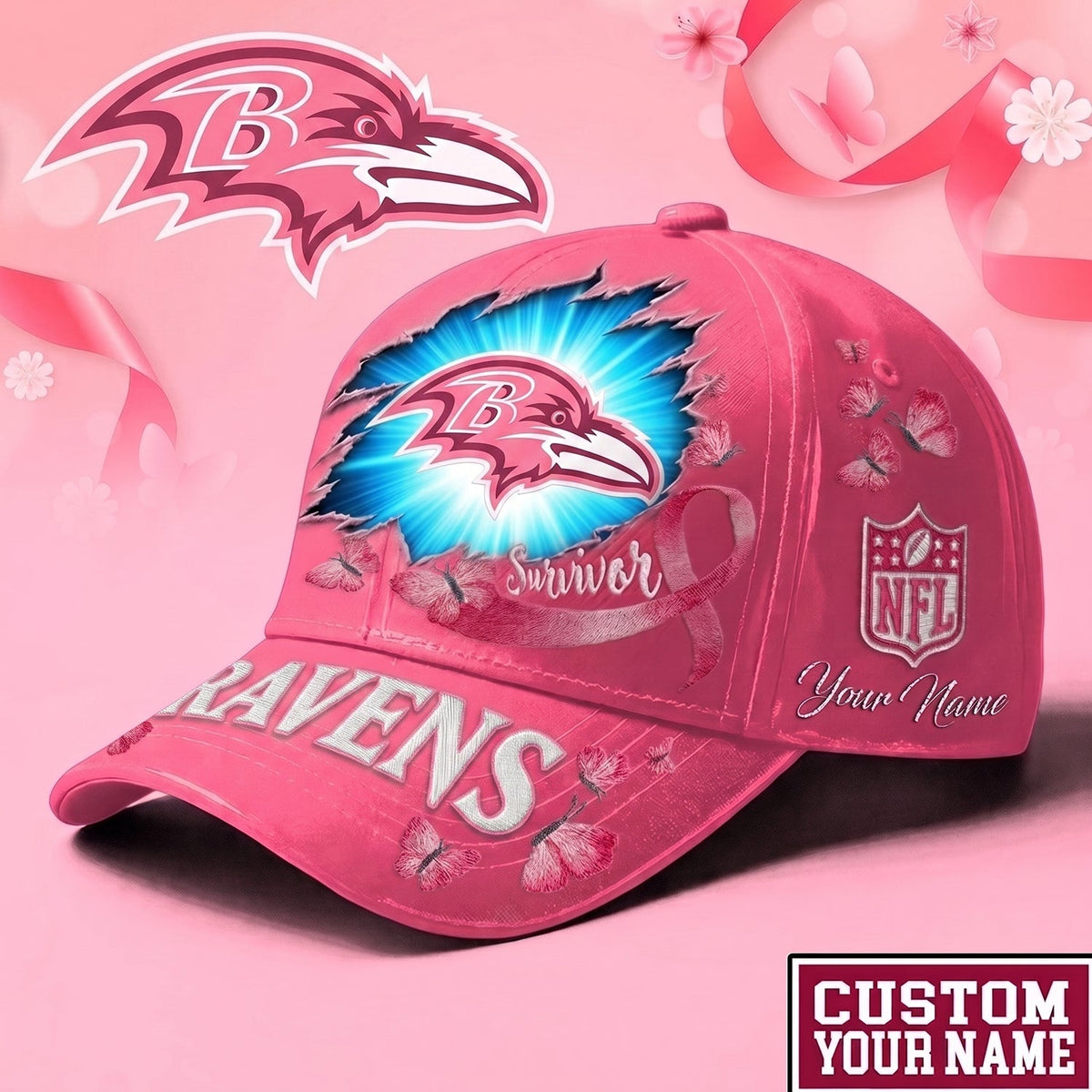 PREMIUM NFL X BAL Exclusive Breast Cancer SURVIOR CAP V3