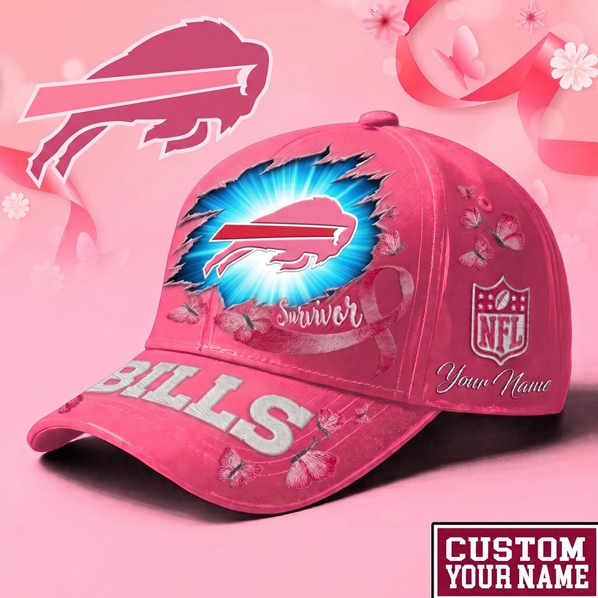 PREMIUM NFL X BUF Exclusive Breast Cancer SURVIOR CAP V3