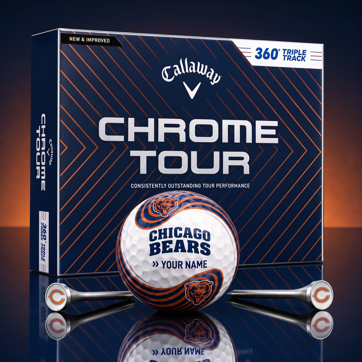 PREMIUM NFL X CB Glam-Lux PERSONALIZED TIE-Dye GOLF BALL V33 LIMITED EDTION