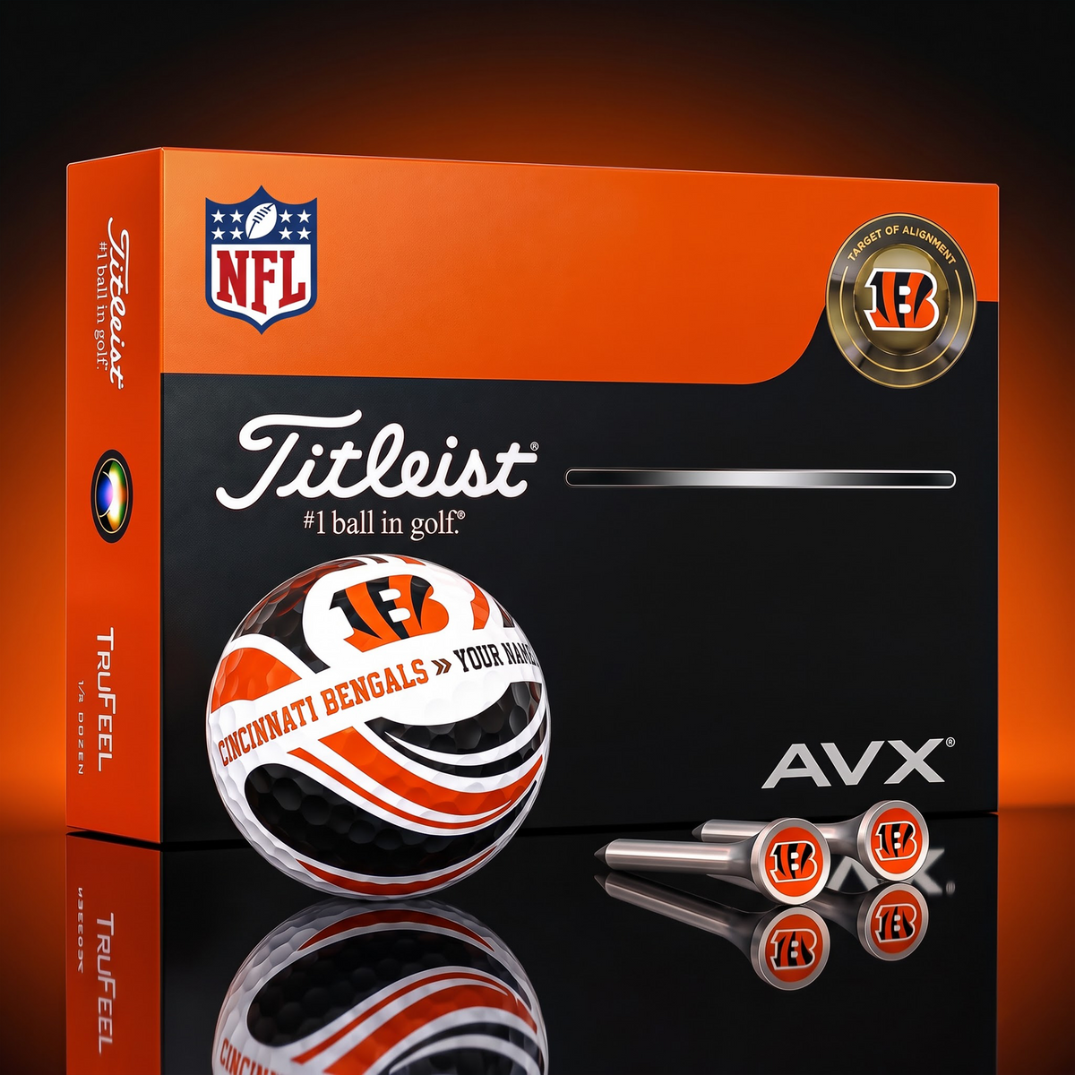 PREMIUM NFL X CIN EXCLUSIVE TOURNAMENT PERSONALIZED GOLF BALL V6 COLLECTION