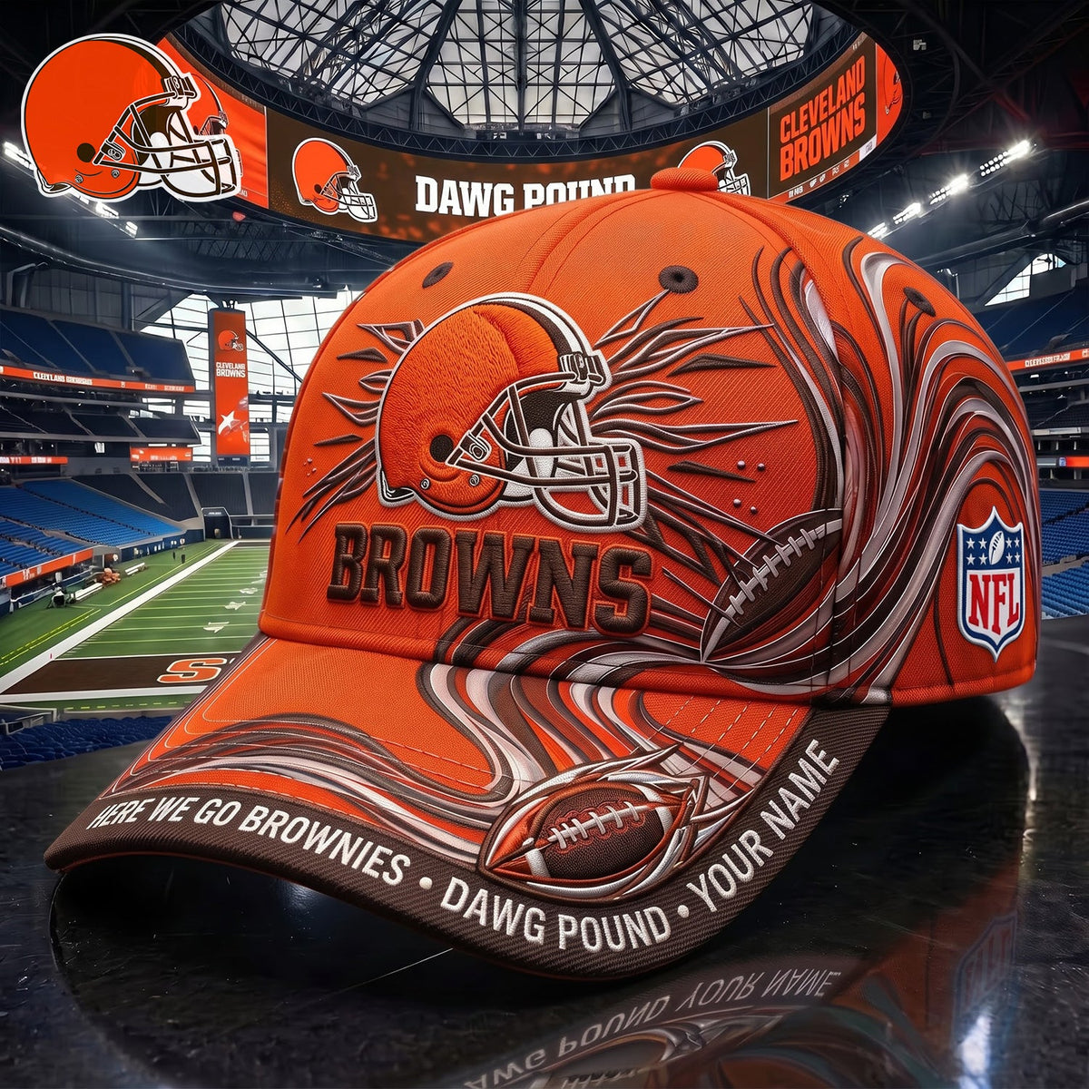 PREMIUM NFL X CLE EXCLUSIVE PERSONALIZED CAP FOR GAME DAY V3