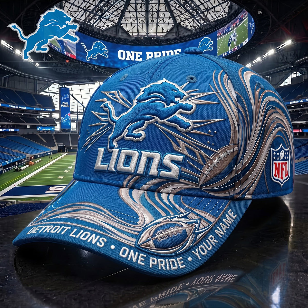 PREMIUM NFL X DET EXCLUSIVE PERSONALIZED CAP FOR GAME DAY V3