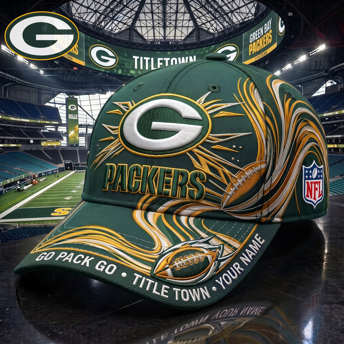 PREMIUM NFL X GB EXCLUSIVE PERSONALIZED CAP FOR GAME DAY V3
