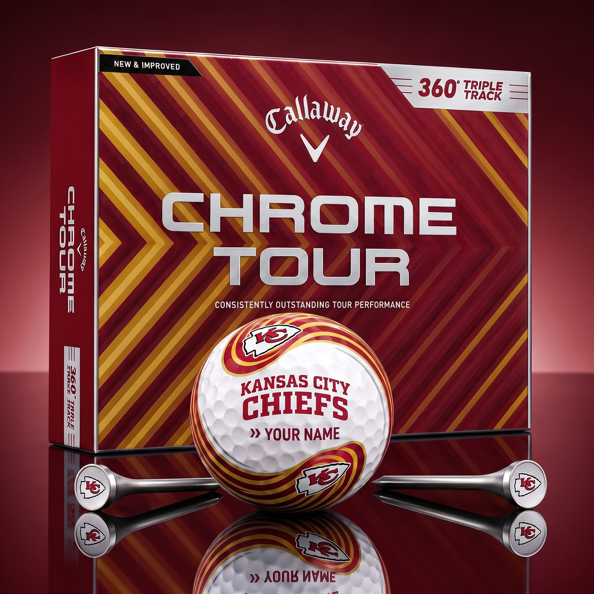 PREMIUM NFL X KC Glam-Lux PERSONALIZED TIE-Dye GOLF BALL V33 LIMITED EDTION