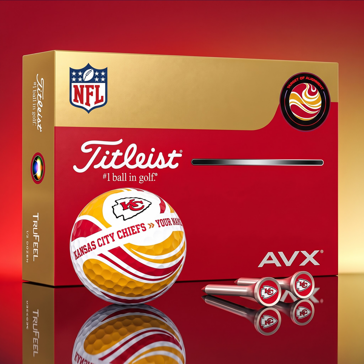 PREMIUM NFL X KCC EXCLUSIVE TOURNAMENT PERSONALIZED GOLF BALL V6 COLLECTION