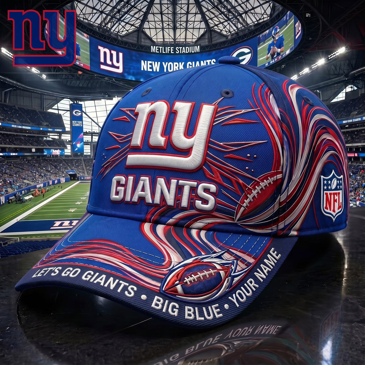 PREMIUM NFL X NYG EXCLUSIVE PERSONALIZED CAP FOR GAME DAY V3