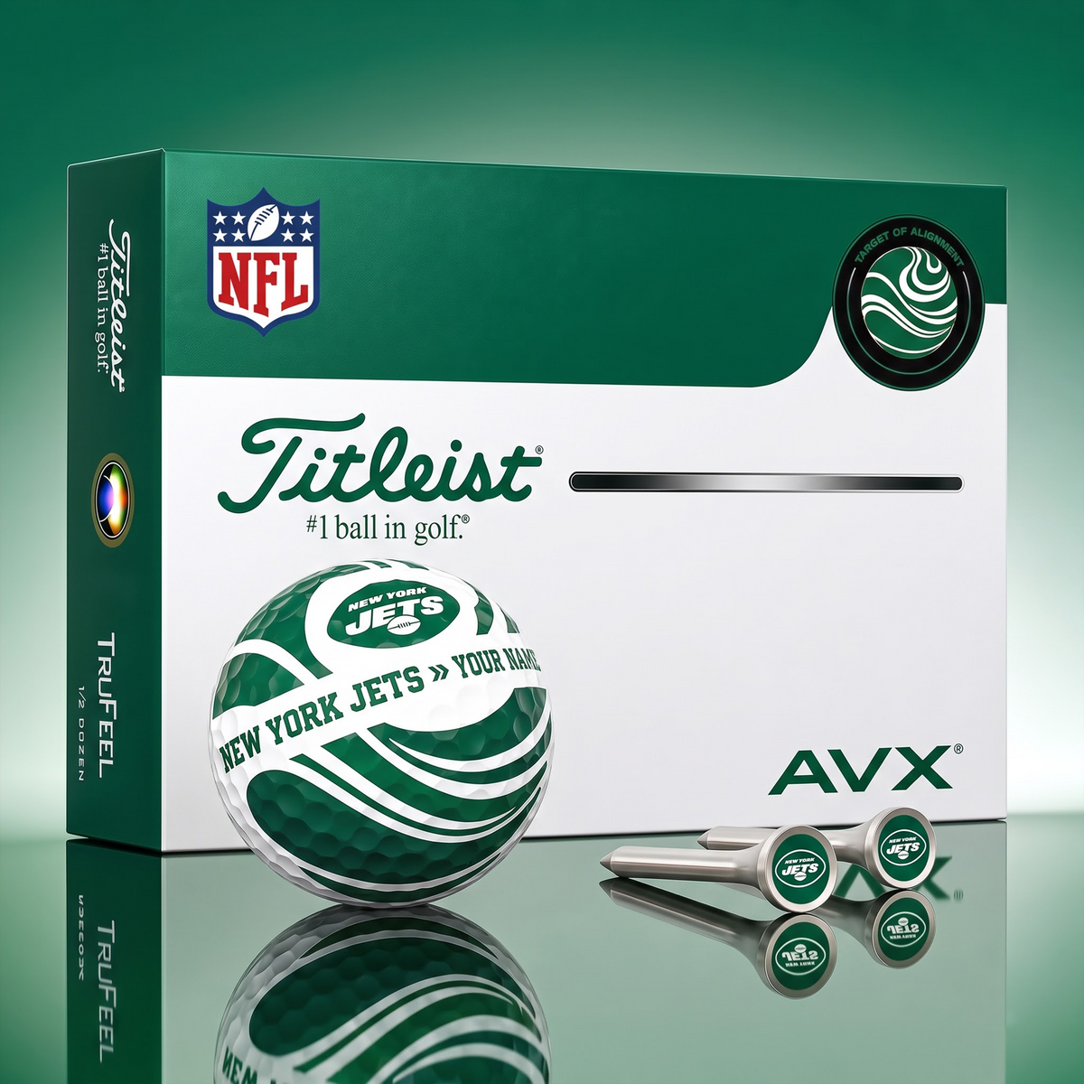 PREMIUM NFL X NYJ EXCLUSIVE TOURNAMENT PERSONALIZED GOLF BALL V6 COLLECTION