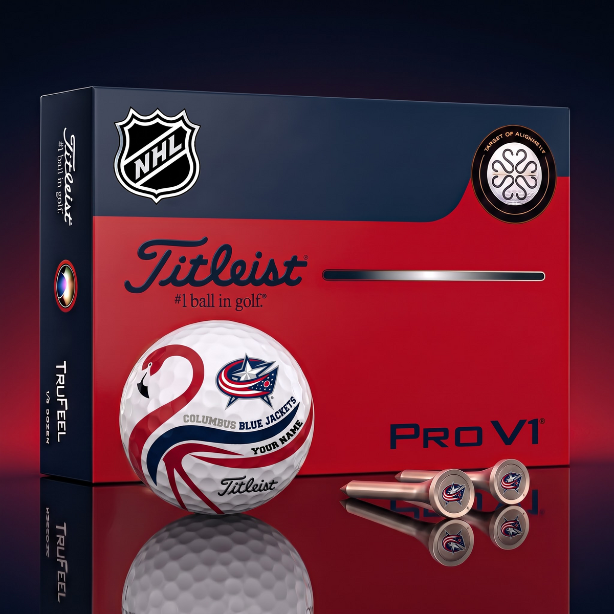 PREMIUM NHL X CBJ EXCLUSIVE Flamingo Custom GOLF BALL Tournament Edition