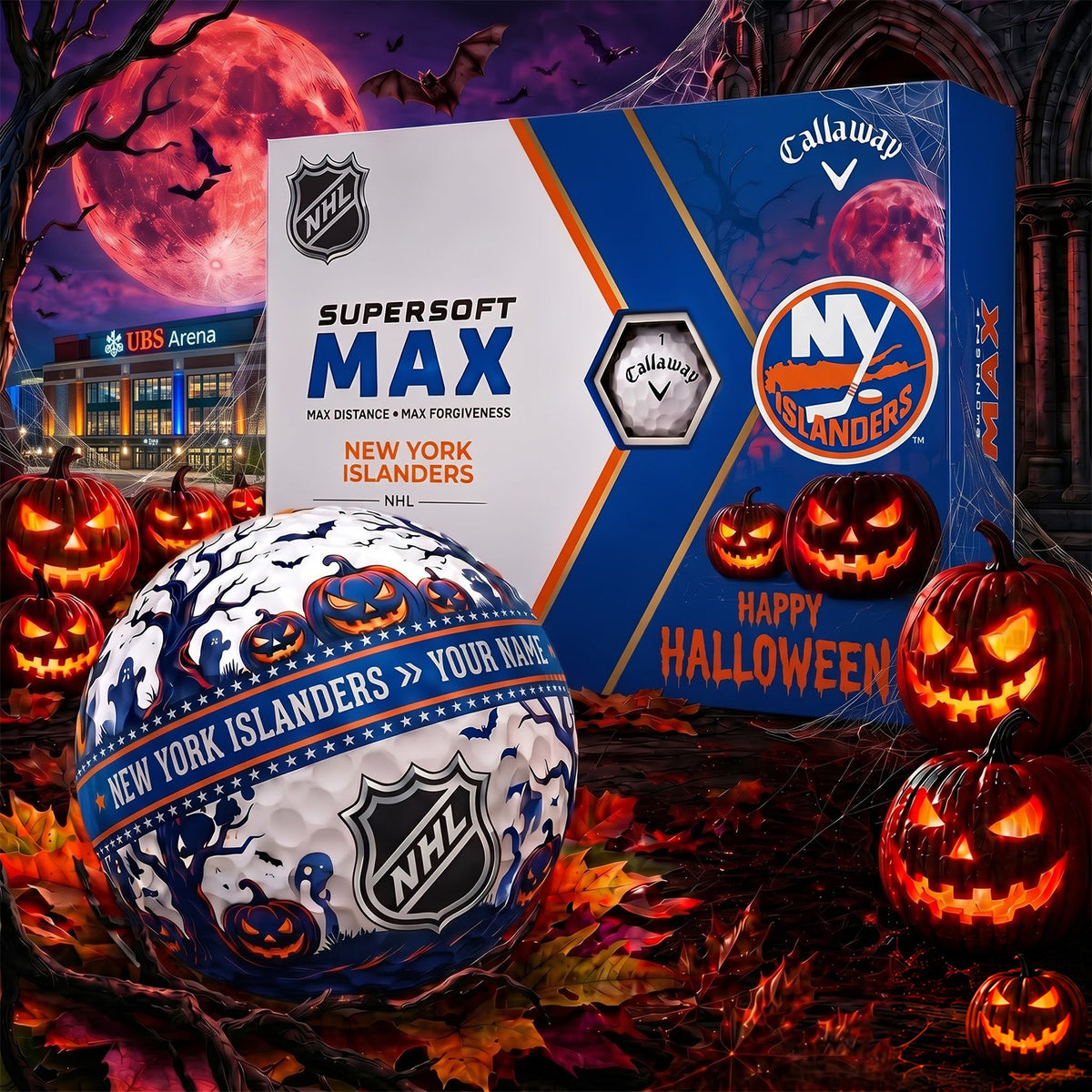 PREMIUM NHL X NYI SPOOKY SEASON PERSONALIZED GOLF BALL V3 COLLECTION