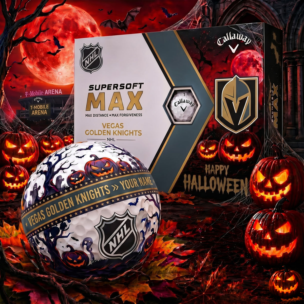 PREMIUM NHL X VGK SPOOKY SEASON PERSONALIZED GOLF BALL V3 COLLECTION