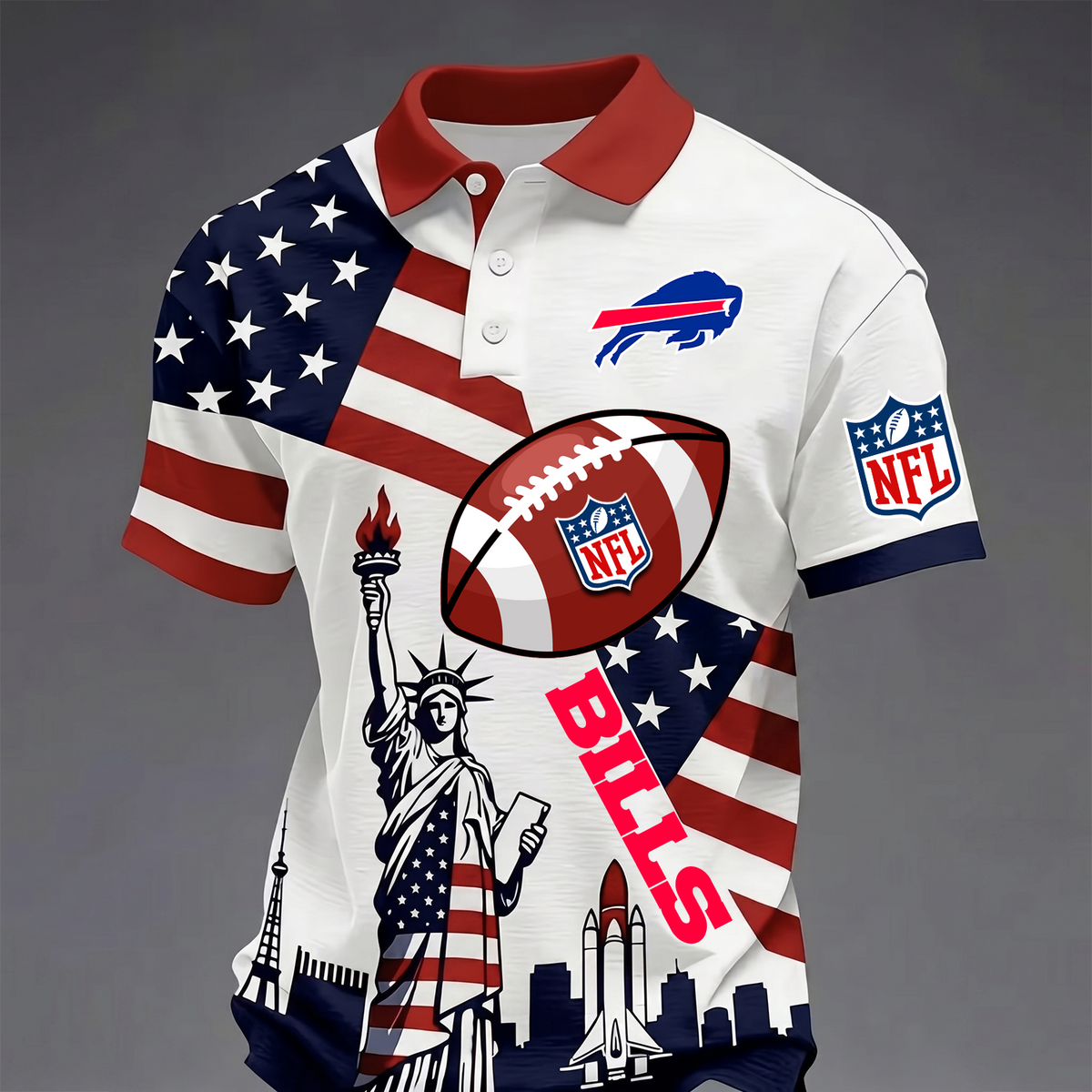 Premium NFL x BUF USA 250 Year Anniversary Polo Shirt 200626