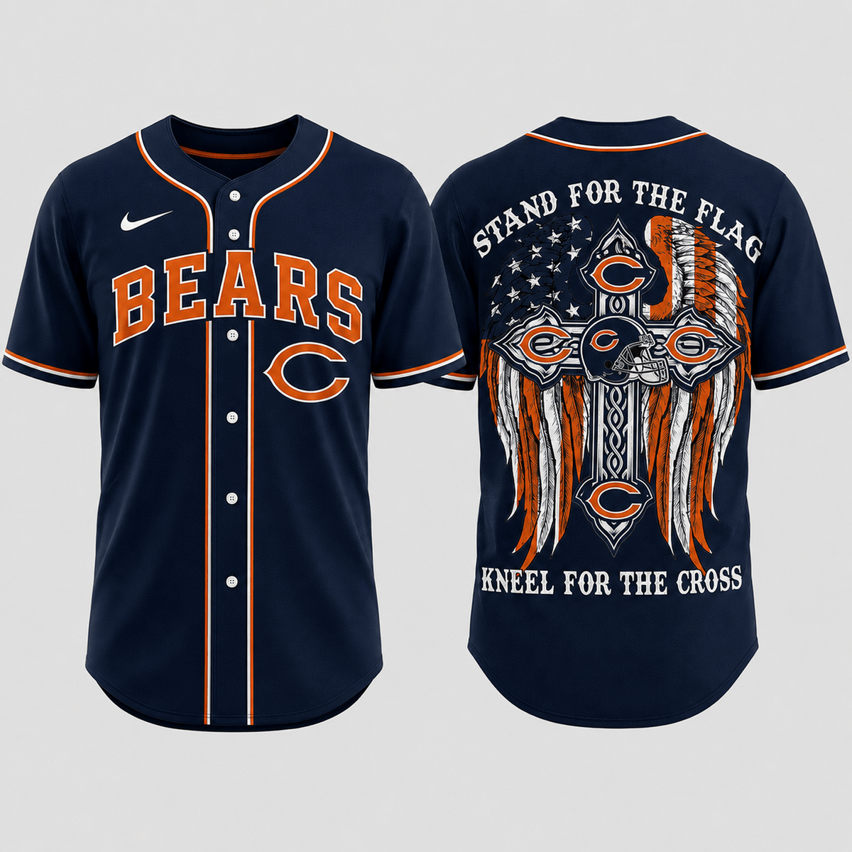 Premium NFL x CHI Stand For The Flag Kneel For The Cross Jersey Shirt