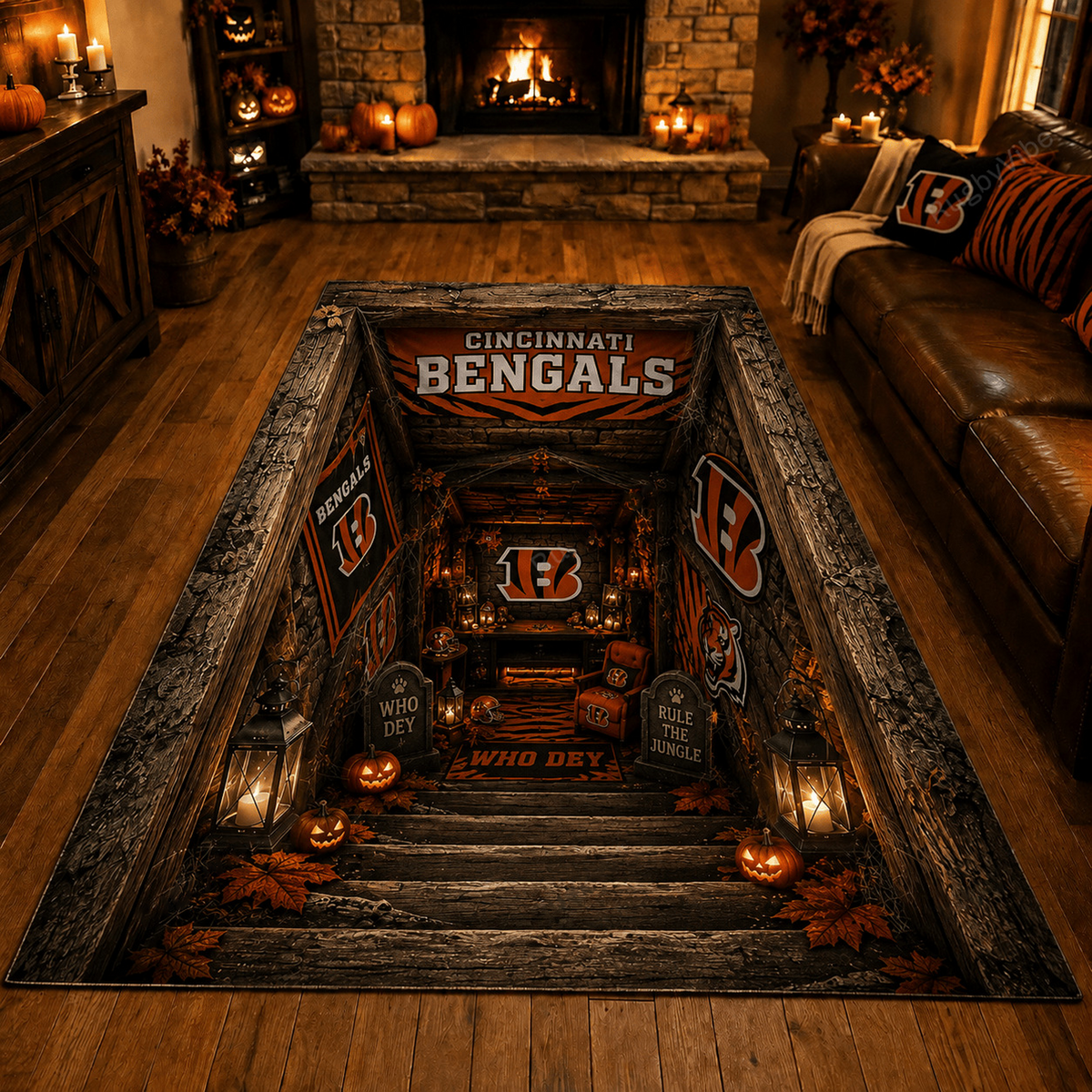 Premium NFL x CIN Halloween Rug