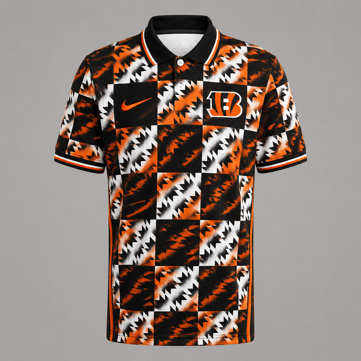 Premium NFL x CIN Menƒ??s Retro Geometric Pattern Polo Shirt