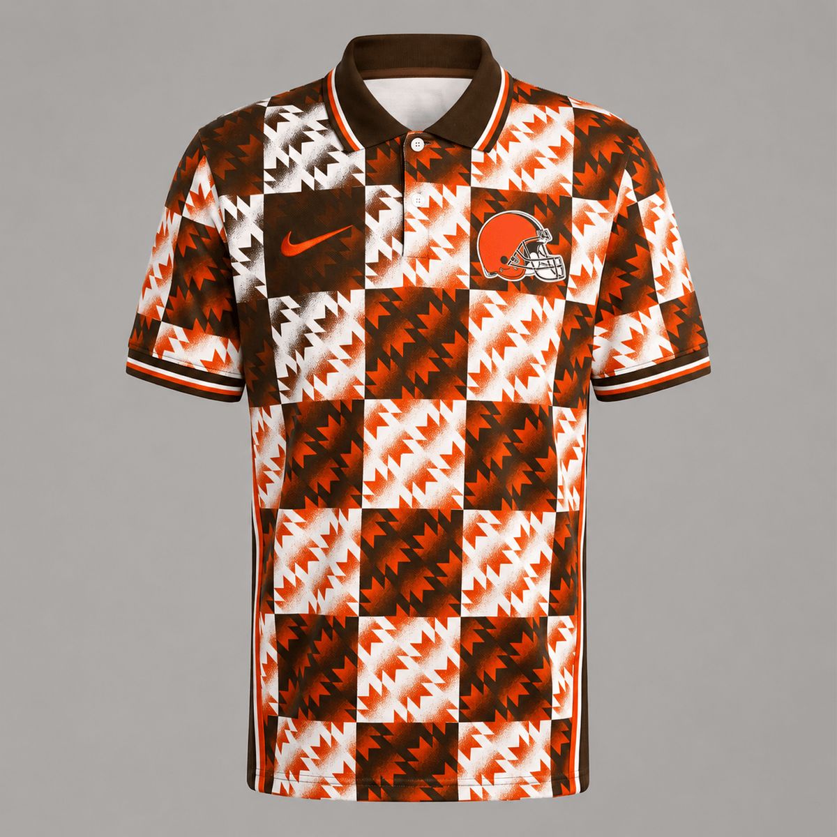 Premium NFL x CLE Menƒ??s Retro Geometric Pattern Polo Shirt
