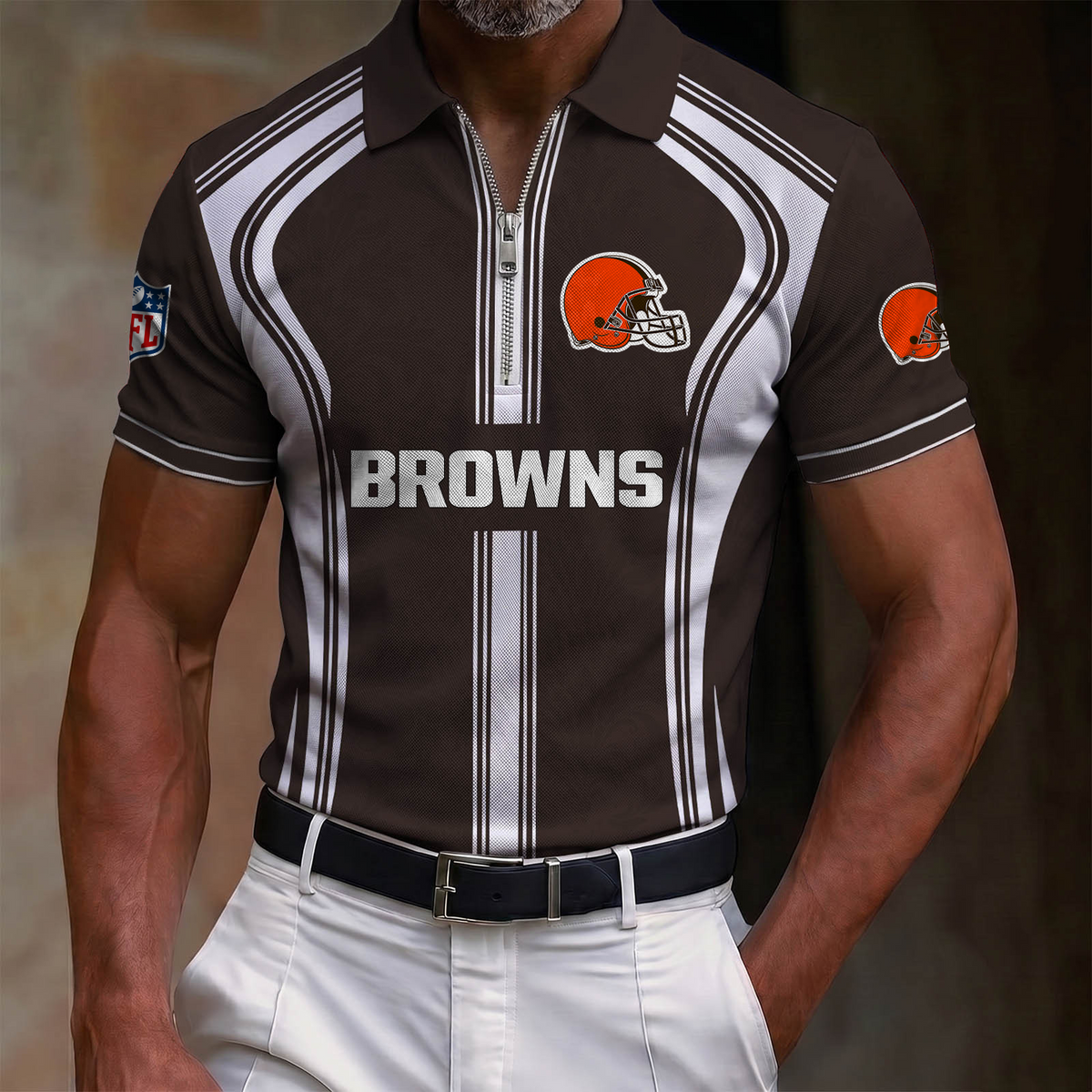 Premium NFL x CLE Quarter-Zip Polo Shirt