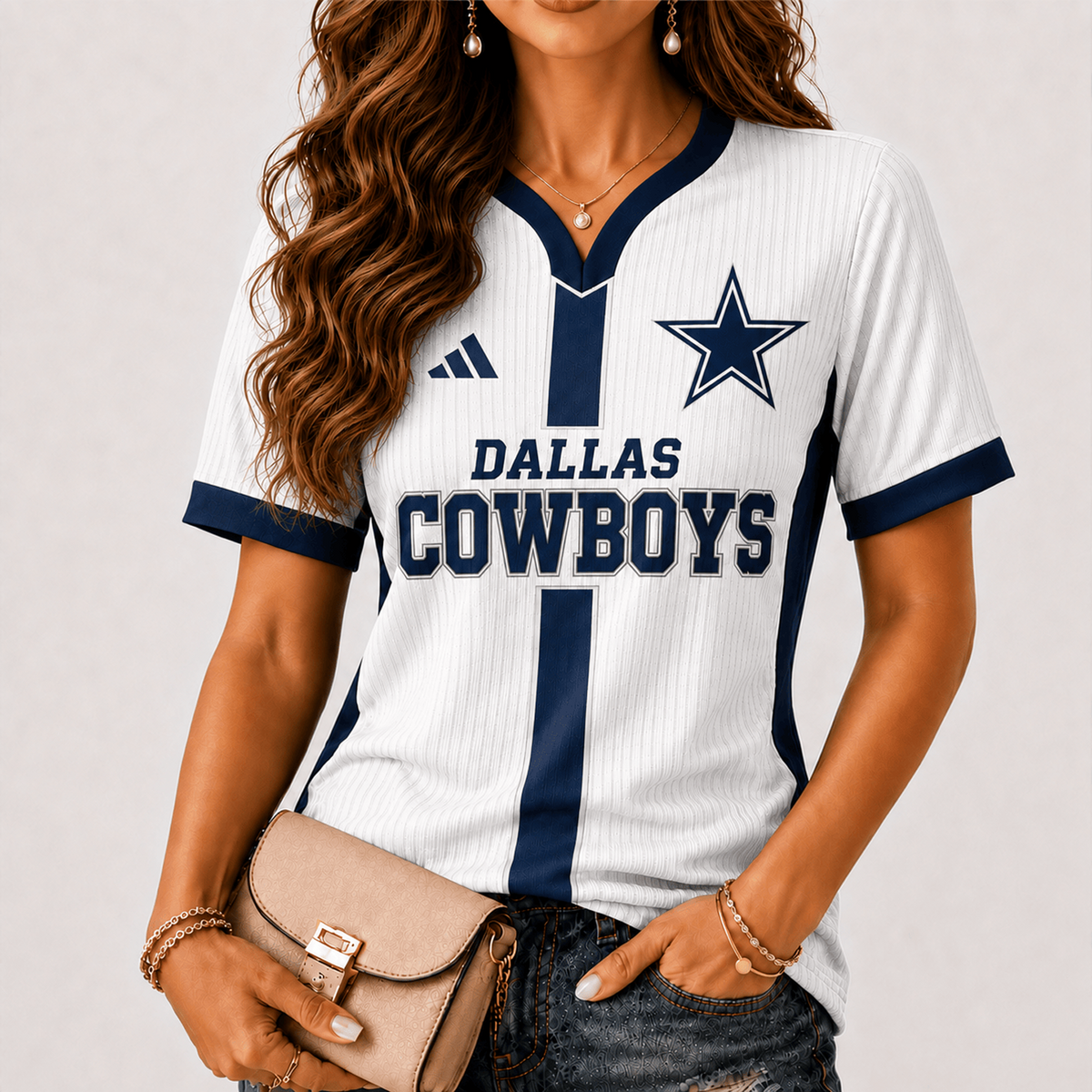 Premium NFL x DAL Game Day Women V-Neck Short Sleeve