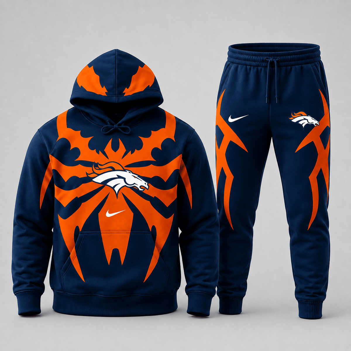 Premium NFL x DEN Spider Web Graphic Hoodie & Jogger Pants Set