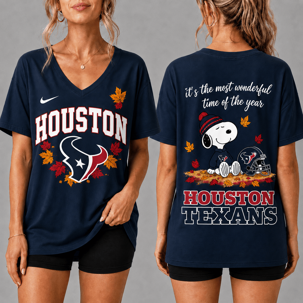 Premium NFL x HOU Fall Football Season Comfort V-neck