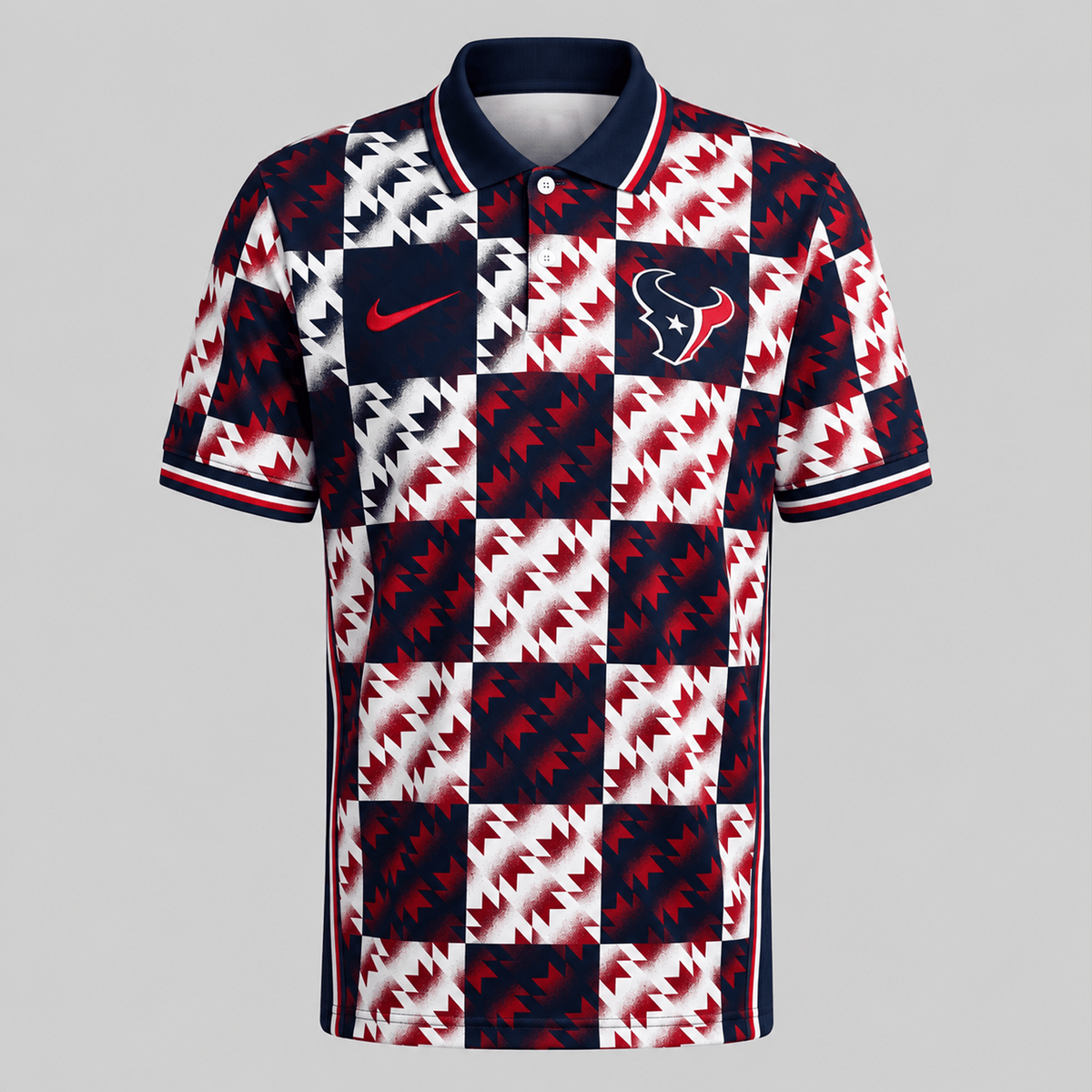 Premium NFL x HOU Menƒ??s Retro Geometric Pattern Polo Shirt
