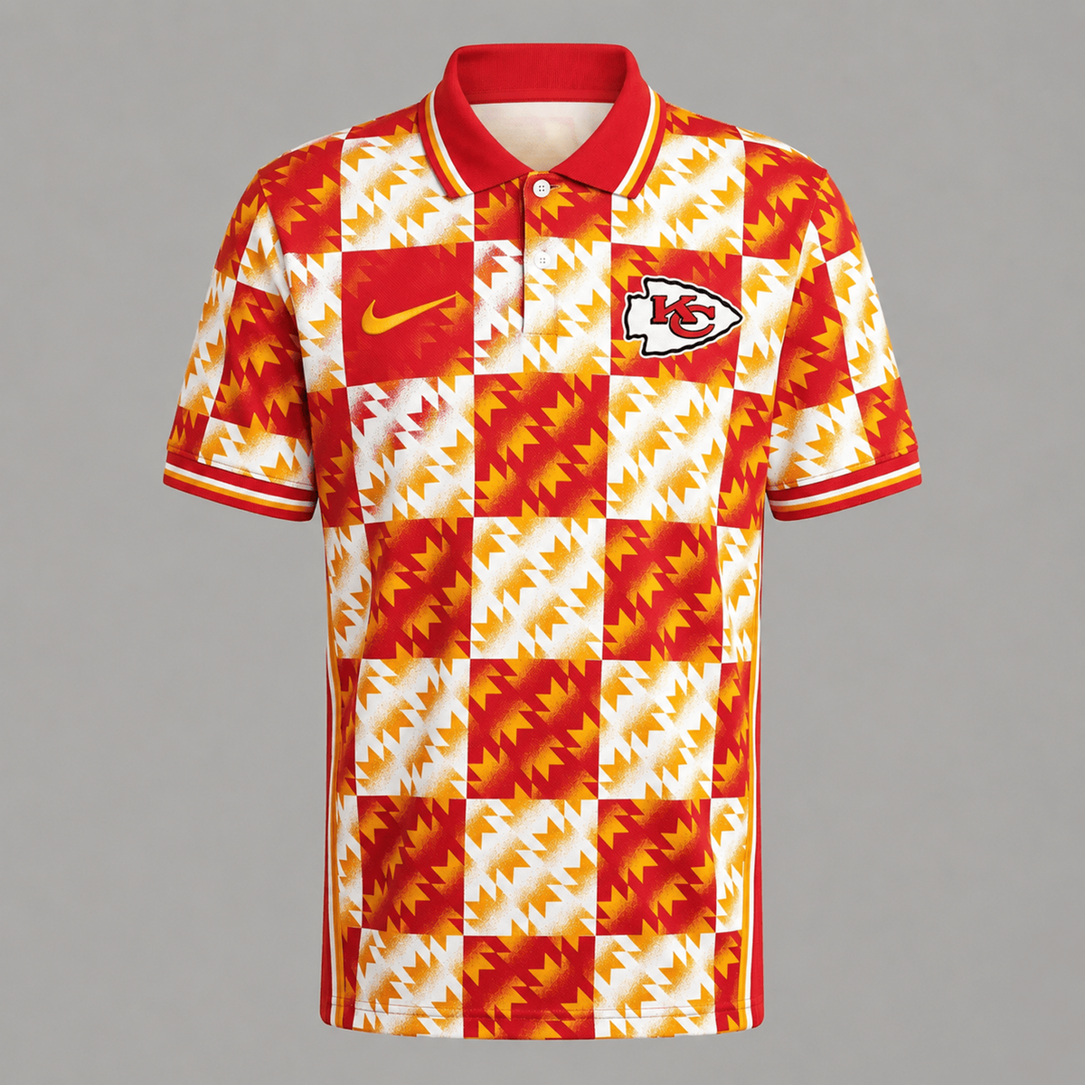 Premium NFL x KCC Menƒ??s Retro Geometric Pattern Polo Shirt