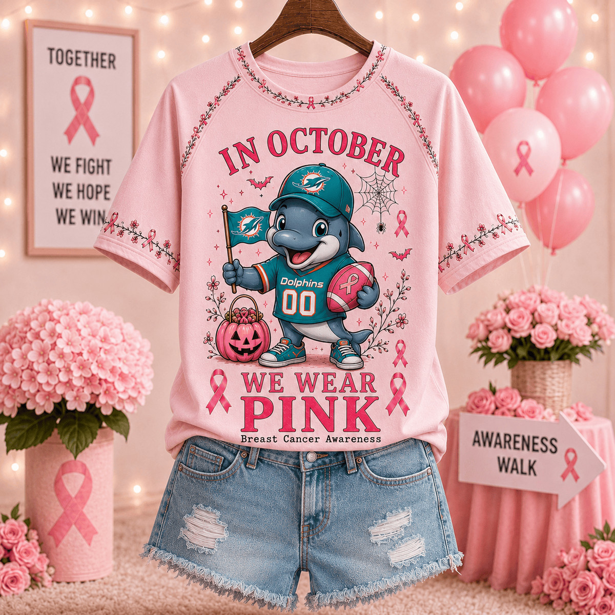 Premium NFL x MIA In October We Wear Pink V-neck